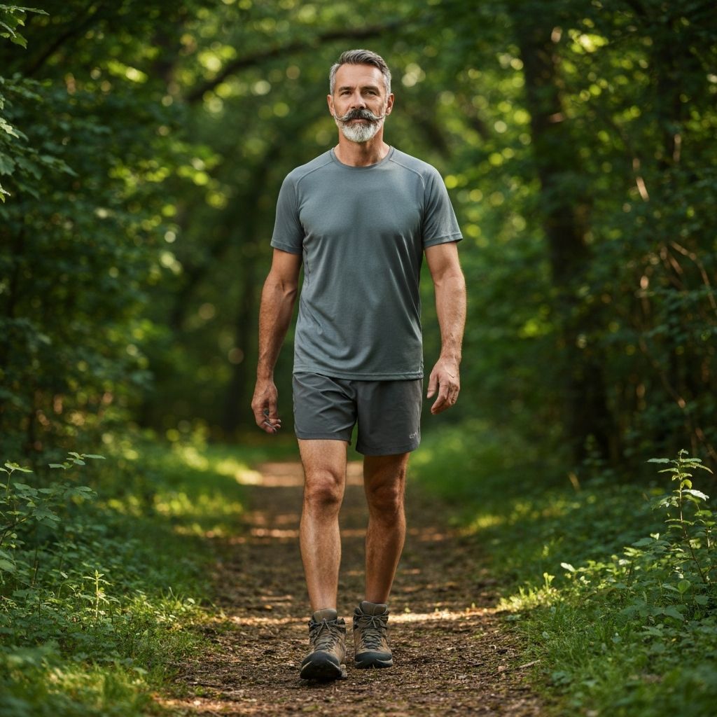 Healthy mature man enjoying active lifestyle in natural setting
